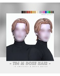 an animated image of two people with their faces covered in fake hair and the words ts4 m doze hair