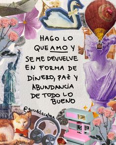 a collage of pictures with words written in spanish