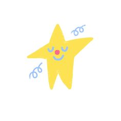 a yellow star with eyes closed and stars around it