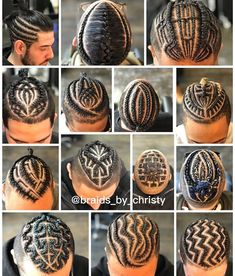 several pictures of different styles of hair with braids on top and below the head