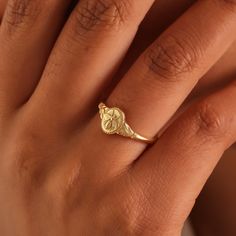 "Enhance your style with our exquisite 14k Gold Bee Ring. This charming bee signet ring features intricate details and is perfect for adding a touch of nature-inspired beauty to your everyday look. Crafted with sterling silver, this ring is available in various sizes and can be personalized to create a unique and thoughtful gift for a special someone, especially for moms. Its oval vintage design adds a hint of classic elegance, while the dainty gold band brings a touch of sophistication. Make a statement with this stunning piece of bee jewelry, suitable for women of all ages. Whether you're treating yourself or searching for the perfect gift, our Gold Bee Ring is sure to capture hearts and make a lasting impression. ♥ Product Specifications ♥ Material : Sterling Silver is an 14k gold-fille Woman Signet Ring, Bee Signet Ring, Signet Rings Women Vintage, Dainty Gold Band, Pinkie Ring, Wedding Ring Finger, Pinky Signet Ring, Pinky Rings, Gold Pinky Ring