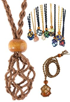 PRICES MAY VARY. 【Unique Gifts】 Necklace cord you can make bracelets and other jewelry items by yourself, choose your favorite crystal holder pendant and put it in the rope bag, make your own unique jewelry or give it to friends and lovers as gifts. 【Adjustable length】 Raw stone necklace cord There are adjustable beads for both rope sides, the length of the rope can be adjusted according to your own needs and it suit for all age people. 【High-quality rope necklace】 The original ecological textur Wax Rope Necklace, Crochet Lace Necklace, Crystal Necklace Holder, Macrame Necklaces, Crystals Quartz, Rope Diy, Raw Stone Necklace, Crystal Holder, Diy Collier