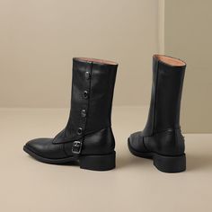 Introducing our ChicTex Western Mid-Calf Boots, the perfect combination of style and comfort. These boots feature a trendy square heel that adds a touch of sophistication to any outfit. Step up your shoe game with our ChicTex Western Heeled Mid-Calf Boots and make a statement wherever you go. Casual Square Toe Moto Boots For Fall, Casual Moto Boots With Square Toe For Fall, Square Toe Moto Boots With Reinforced Heel For Workwear, Wide Calf Square Toe Boots For Business, Round Toe Mid-calf Boots For Workwear In Fall, Flat Heel Mid-calf Boots For Fall Workwear, Trendy Winter Moto Boots With Square Toe, Mid-calf Boots For Workwear With Round Toe In Fall, Fall Workwear Mid-calf Boots With Round Toe