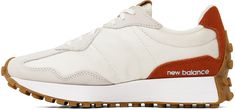 Low-top canvas, suede, and grained leather sneakers in off-white and orange. · Lace-up closure · Logo patch at padded tongue · Padded collar · Logo at sides · Mesh lining · Foam rubber midsole · Treaded rubber sole Supplier color: Sea salt/White/Black White Canvas Sneakers With Boost Midsole, New Balance White Sneakers With Textured Sole, White New Balance Sneakers With Textured Sole, White Textile Sneakers With Gum Sole, White Walking Sneakers With Rubber Waffle Outsoles, White Walking Sneakers With Rubber Sole, Cream Canvas Sneakers For Sports, New Balance Leather Sneakers For Walking, White New Balance Walking Sneakers