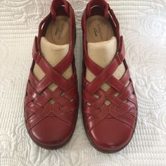 New, No Tags Or Box. Red. Size 8.5 Narrow. Features A Heel Pad For Comfort And Velcro Strap To Adjust. New. Never Worn. Excellent Condition. Please Review All Photos Before Purchasing. Casual Red Leather Flats, Red Leather Casual Flats, Comfortable Red Closed Toe Flats, Black Ballet Slippers, Red Slip-on Running Shoes With Cushioned Footbed, Red Slip-on Slippers With Rubber Sole, Coral Flats, Red Leather Slip-on Shoes With Removable Insole, Red Textured Sole Slip-on Loafers