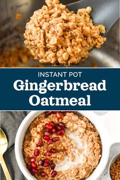 instant pot gingerbread oatmeal in a white bowl