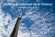 Illustration of 1 Corinthians 15:53-55 NLT — For our dying bodies must be transformed into bodies that will never die; our mortal bodies must be transformed into immortal bodies. Then, when our dying bodies have been transformed into bodies that will never die, this Scripture will be fulfilled: "Death is swallowed up in victory. O death, where is your victory? O death, where is your sting?" For sin is the sting that results in death, and the law gives sin its power. But thank God! He gives us vi Paul Bible, Psalm 97, Prayer Of Praise, Todays Verse, Jesus Praying, Morning Thoughts, Daily Wisdom, The Sting, Song Of Solomon