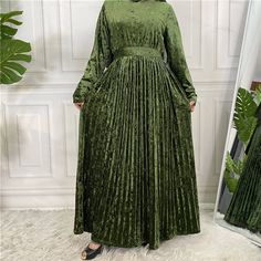 This beautiful pleated velvet dress is the perfect outfit for your next dinner, gathering, or party this fall winter season. Comes in 8 colours just for you. Full sleeve and includes a belt for your styling. Green Velvet Dress For Fall, Green Velvet Fall Dress, Elegant Green Velvet Dress For Fall, Green Velvet Dress For Winter, Green Velvet Long Sleeve Formal Dress, Green Long Sleeve Velvet Dress For Formal Occasions, Winter Green Velvet Dress, Green Long-sleeved Velvet Dress, Velvet Maxi Dress For Fall