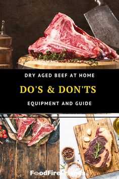 the cover of an article about how to use dry aged beef at home do's and don'ts