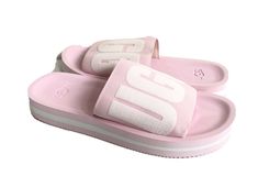 Seashell Pink, Ugg Slides, Ugg Store, Pink Flip Flops, Kawaii Shoes, Graphic Logo, Slide In, Flip Flop, Flip Flop Sandals