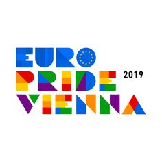 the euro pride vienna logo is shown in multicolors