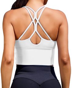 PRICES MAY VARY. Sports bras down to a science. This crop tops sports bra Just take it from this medium-support style. workout crop top designed with a breathable strappy design in back, adjustable stretch straps workout bras for women,athletic crop tops for women moisture-wicking fabric and an all-way stretch construction. Women sports bras medium impact fitness crop tops.sports bras for women with crop tops style,This womens sports bras Pullover design with no clasps or hooks.The fitness crop White Compression Top With Built-in Bra, Breathable White Crop Top For Yoga, Breathable White Crop Top For Workout, White Sleeveless Sports Crop Top, White Sleeveless Crop Top For Sports, White Breathable Fitted Crop Top, White Fitted Breathable Crop Top, White Breathable Crop Top For Gym, White High Stretch Moisture-wicking Crop Top