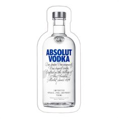 absolut vodka bottle on white background with clipping area for text or image