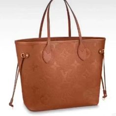 Louis Vuitton LV Women Neverfull MM Tote Brown Embossed Cowhide Leather Neverfull Mm, City Bag, Hermes Bags, Mean It, Prada Bag, New Bag, Leather Trim, Dior Bag, Handbag Accessories