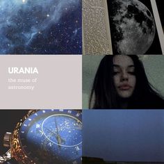 there is a collage of pictures with the words urana on it and an astrological clock