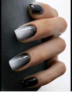 Black And White Ombre Nails, White Ombre Nails, Black And White Ombre, Black And White Nail, Black Ombre Nails, Ombre Nail Designs, Nail Art Ombre, White Ombre, White Nail