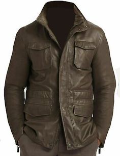 Winter Leather Utility Jacket With Pockets, Leather Biker Jacket With Flap Pockets For Winter, Winter Leather Utility Jacket With Flap Pockets, Military Style Leather Outerwear For Fall, Winter Leather Outerwear With Multiple Pockets, Fall Military Leather Outerwear, Brown Leather Military Outerwear, Brown Leather Jacket With Patch Pockets For Winter, Winter Military Leather Outerwear