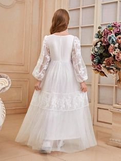 White Princess Embroidered Dress, White Princess Style Embroidered Dress, White Embroidered Princess Dress, White Long Sleeve Princess Dress For Fancy Dress, French Palace, Sports Equipment, Dress P, Floral Embroidery, Fashion Online Shop