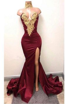 Burgundy Mermaid Prom Dress, Burgundy Prom Dress Mermaid, Split Prom Dresses, Mermaid Prom Dress, V Neck Prom Dresses, Sweetheart Prom Dress, Burgundy Prom Dress, Cheap Prom Dresses, Evening Party Dress