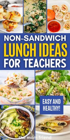 the cover of non - sandwich lunch ideas for teachers, with pictures of different foods