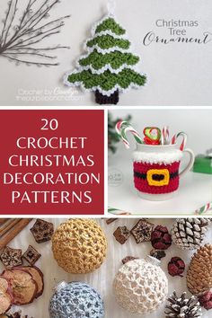 crochet christmas decoration patterns with text overlay