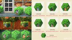 the game's screens are showing different stages of growing trees and plants, including an area