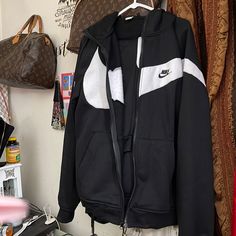 Nike Set Bottom And Jacket Thick Material And Warm Brand New Never Worn. Black Long Sleeve Tracksuit With Pockets, Nike Long Sleeve Tracksuit For Streetwear, Nike Black Tracksuit For Streetwear, Nike Long Sleeve Tracksuit For Fall, Nike Jumpsuit, Nike Set, Jumpsuit Pants, Nike Pants, New Nike