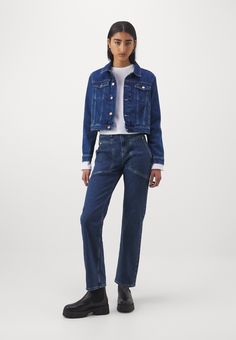 Tommy Jeans IZZIE - Traper jakna - dark blue Tommy Jeans, Farmer, Blue Denim, Denim Jacket, Dark Blue, Blue, Black