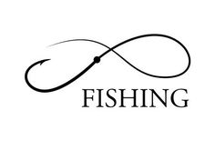 the word fishing is written in black ink on a white background with an infinite symbol