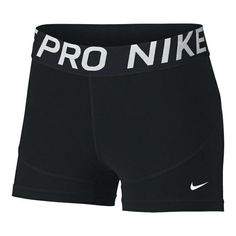 NEW! Nike [L] Women's PRO 3'' Training Shorts, Black/White, CZ6493-010 PRO-GRADE SUPPORT. The Nike Pro Shorts are a versatile layer with Dri-FIT technology that helps keep you dry when the sweat starts to flow. Soft, stretchy fabric hugs you in comfortable support. Benefits Dri-FIT technology helps you stay dry and comfortable. Stretchy fabric and a wide elastic waist hug your body for a supportive feel. Product Details Tight fit for a body-hugging feel Inseam: 3" Fabric: Body: 83% polyester/17% Nike Clothes, Nike Spandex, Cute Nike Outfits, Nike Pro Shorts, Looks Party, Cute Preppy Outfits, Training Shorts, Cute Everyday Outfits, Athletic Outfits