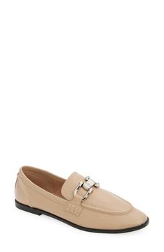 A glossy finish and glinting bit refine a moc-toe loafer that elevates a variety of ensembles. Leather upper and lining/synthetic sole Imported Elegant Moc Toe Loafers For Spring, Elegant Spring Moc Toe Loafers, Bit Loafers, Loafer Women, Jeffrey Campbell, Loafers For Women, Flat Shoes Women, Leather Upper, Loafers