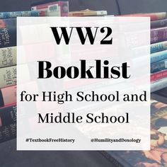 books stacked on top of each other with the words w2 booklist for high school and middle school