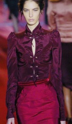 Yves Saint Laurent Rive Gauche Tom Ford 2004 Burgundy Silk Asian Style Blouse | eBay Saint Laurent Outfit, Vintage Tom Ford, Violet Summer, Coat Women Fashion, Velvet Blouses, Rive Gauche, Velvet Fashion, Style Blouse, Pretty Clothes