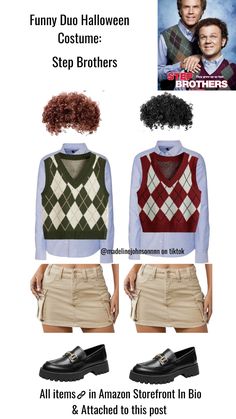 two people wearing sweaters and shorts, one with an afro hairdow in the middle