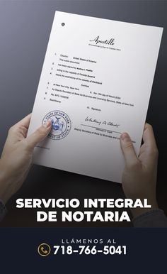 two hands holding up a document with the words service integial de notara written on it