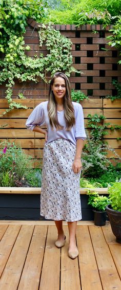 Floral Print Midi Skirt, Casual Workwear, Suede Mules, Printed Midi Skirt, Cherry Print, Floral Headbands, Midi Shirt Dress, Week 1, Pearl Stud Earrings