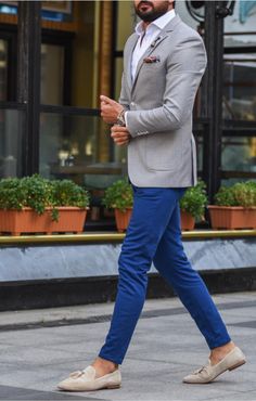 Blue Blazer Grey Pants Men, Blue Blazer Gray Pants Outfit Men, Men’s Blue Pants Outfit, Men’s Light Blue Pants Outfit, Royal Blue Pants Outfit, Jean Azul Claro Outfit Hombre, Blue Blazer Outfit Men, Blue Pants Outfit, Blue Blazer Outfit