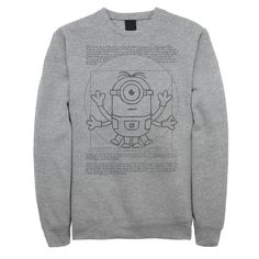 This Despicable Me Minion pullover will be your new go-to. Crewneck Long sleeves FABRIC & CARE Cotton, polyester Machine wash Imported Size: XXL. Color: Med Grey. Gender: male. Age Group: adult. Pattern: Graphic. Material: Fleece. Fleece Crew Neck Sweatshirt With Cartoon Print, Fleece Crew Neck Sweatshirt With Character Print, Winter Crew Neck Sweatshirt With Character Print, Cotton Crew Neck Sweatshirt With Character Print, Relaxed Fit Crew Neck Sweater With Cartoon Print, Graphic Material, Despicable Me, Pattern Graphic, Minion