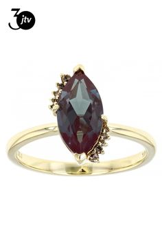 1.70ct Marquise Blue Lab Created Alexandrite And 0.04ctw Round Champagne Diamond 10k Yellow Gold Ring. measures Approximately 0.31"L x 0.52"W. Champagne Diamond, Yellow Gold Ring, 10k Gold, Yellow Gold Rings, Gold Ring, Gold Rings, Champagne, Lab, Yellow Gold