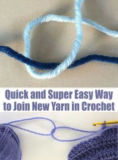 an image of yarn and crochet with the words quick and super easy way to join new yarn in crochet