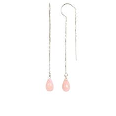 "Beautiful Pink Opal threader earrings. Being October Birthstone, these earrings makes a wonderful jewelry gift for an October Birthday. Handmade by BoutiqueBaltique. Matching necklace: https://etsy.me/3tqUB7q M A T E R I A L S: * natural pink opal * dangling from: thread-through or U-shape threaders * 14k Gold Filled / 14k Rose Gold Filled / Sterling Silver / 14k Solid Gold * our beautiful branded gift box SIZE: * pink opal: 8-9 mm Tall * earrings: - 1 3/4\" (4,5 cm) - on U-shape threaders - 3\ Pink Briolette Earrings As Gift, Pink Briolette Earrings For Gift, Pink Long Drop Earrings As Gift, Pink Briolette Earrings For Pierced Ears, Pink Sterling Silver Briolette Earrings, Pink Briolette Sterling Silver Earrings, Pink Opal Earrings, Tiffany Stone, Earrings Opal