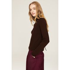 Brown knit (100% Merino Wool). Sweater. Long sleeves. Turtleneck. Pull on. 18" from shoulder to hemline. Imported. Classic Turtleneck Knit Top For Fall, Fitted Brown Top With Ribbed Cuffs, Fitted Brown Tops With Ribbed Cuffs, Brown Fitted Top With Ribbed Cuffs, Brown Cashmere Turtleneck Top, Casual Cashmere Tops For Fall, Fitted Cashmere Sweater For Fall, Brown Cashmere Tops For Work, Fine Knit Cashmere Top For Fall