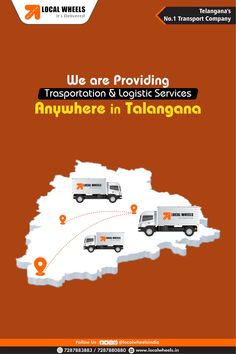 an orange and white map with the words we are providing transportation & logistic services anywhere in