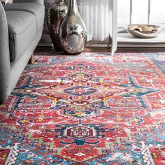 This vintage Persian area rug blends centuries old motifs with modern elements that will elevate any room it is placed in. With the look of an heirloom piece with a modern update, this floor covering will pair perfectly with traditional to bohemian décor. Machine-made in Turkey of 100% polyamide, this rug will add a touch of comfort while holding up in high traffic areas. Your dream home awaits with our pet-friendly and easy to care for area rugs. 100% Polyamide, made in Turkey Designed with resilience against everyday wear-and-tear, this rug is kid and pet friendly and is perfect for any area of your home such as your bedroom, living room, dining room, kitchen, and hallways Sleek and functional .2" pile height allows for convenient placement in entryways, underneath furniture, and will no Coastal Rugs, Southwestern Rug, Solid Color Rug, Custom Size Rugs, Rugs Usa, Floor Covering, Persian Area Rugs, Striped Rug, Vintage Area Rugs