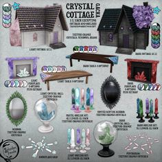 the crystal cottage is set up with all kinds of items and accessories to make it look like