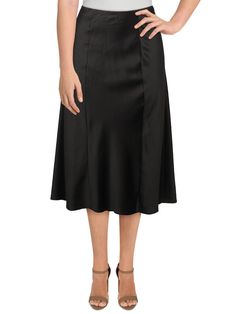 Approx. length; 32|A-line silhouette|Zipper closure|Front slit detail|Runs large; we suggest sizing down for the perfect fit Slip Midi Skirt, Skort Style, Black Silk Top, Danielle Bernstein, Midi Skirt Black, White Midi Skirt, Long Denim Skirt, Top Skirt Set, Long Island Ny