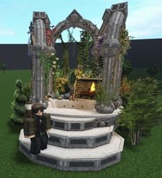 Bloxburg Wonderland, Bloxburg Alice In Wonderland, Whimsical Bloxburg House, Fantasy House Bloxburg, Mini Castle Bloxburg, Bloxburg Castle Entrance, Witch House Bloxburg, Bloxburg Gothic House Layout, Princess Castle Bloxburg