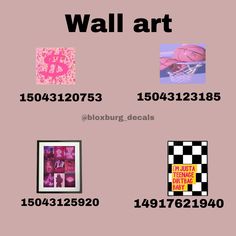 the wall art is displayed in different colors and sizes, including pinks, purples,