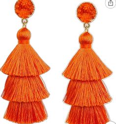 Elegant Orange Tassel Earrings For Gift, Earrings Color, Tassel Earrings, Color Orange, Tassels, Collage, Brand New, Orange, Pins