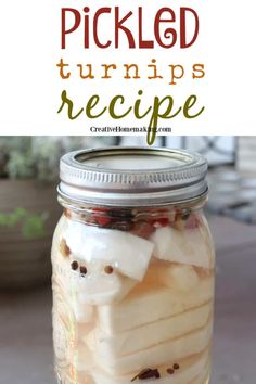 pickled turnips recipe in a mason jar